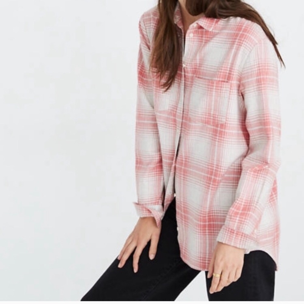 Madewell pink plaid with pockets